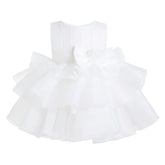 White Altheira Bow Ruffle Dress