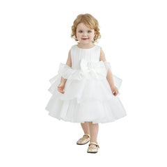White Altheira Bow Ruffle Dress