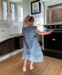 Clairette Dress, Navy Ladder Stripe
