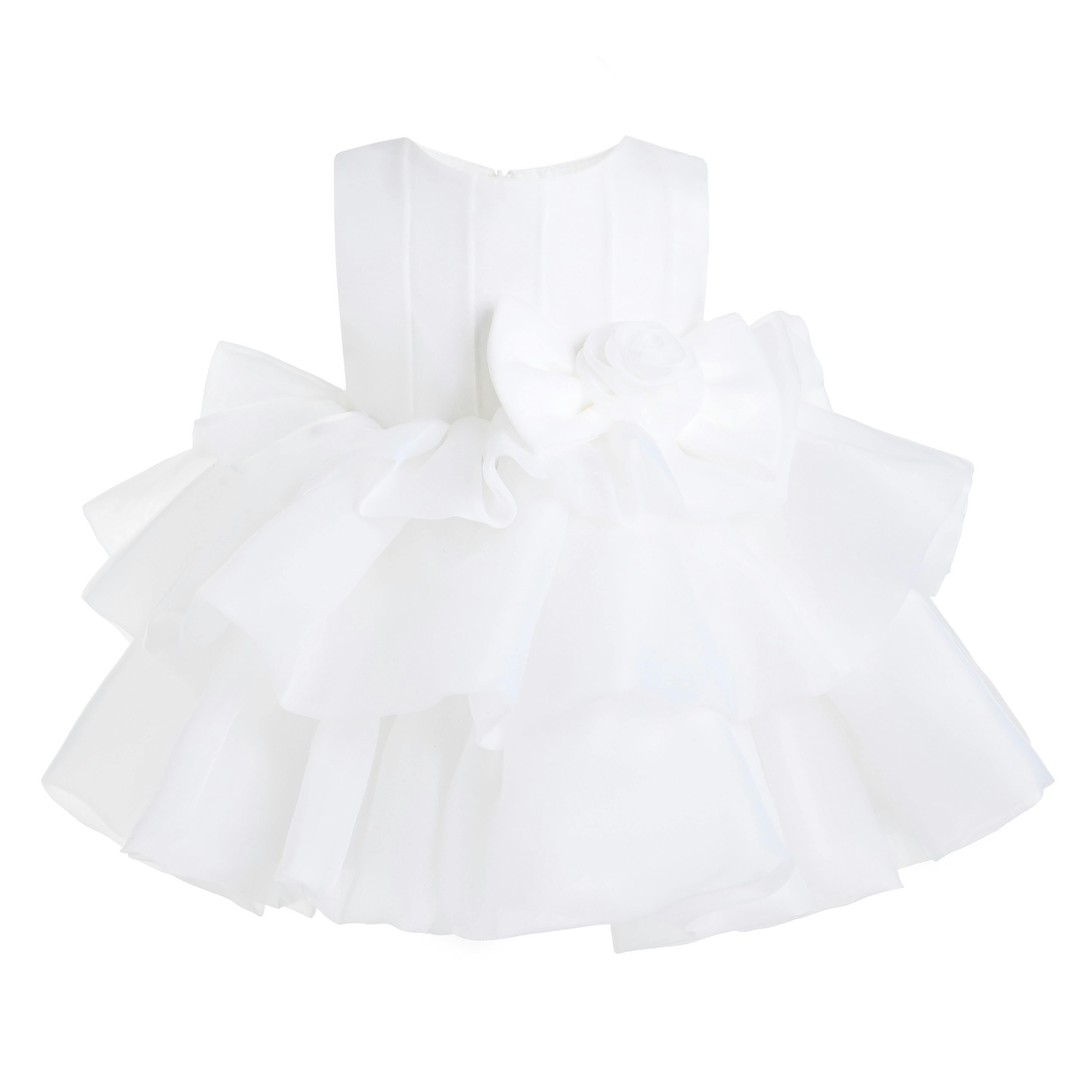 White Altheira Bow Ruffle Dress