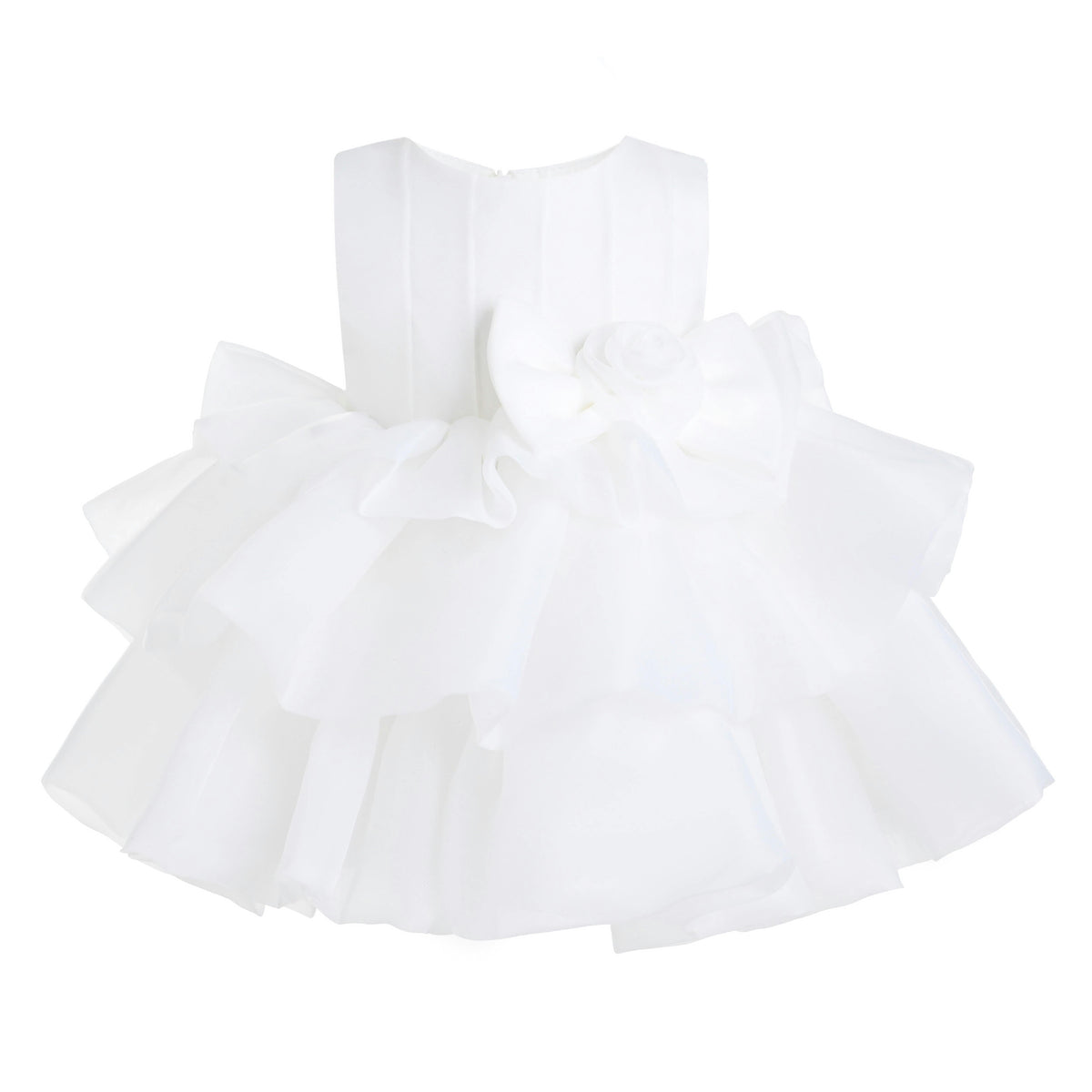 White Altheira Bow Ruffle Dress