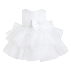 White Altheira Bow Ruffle Dress