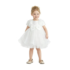 White Celestara Ruffle Bow Dress