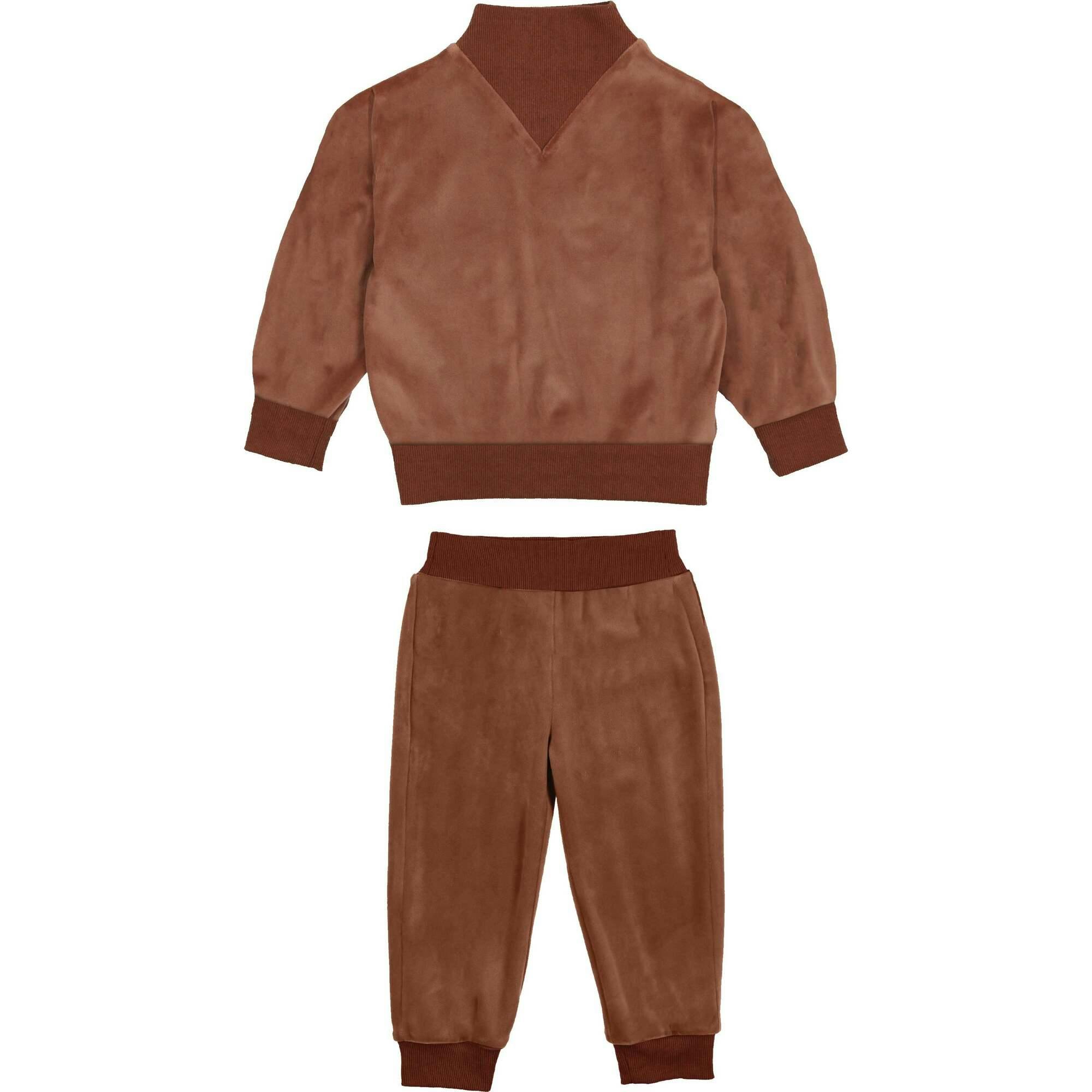 Baby Boys Velour High Collar V-Neck 2-Piece Lounge Set
