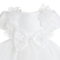 White Celestara Ruffle Bow Dress