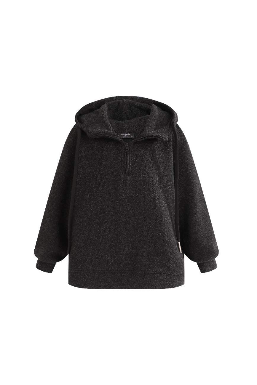 Dark Gray Half-Zip Hooded Sweatshirt